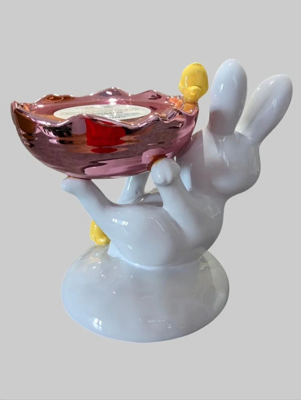 NEW Bath & Body Works Ceramic Easter Bunny & Chicks 3-Wick Candle Holder - Picture 7 of 8